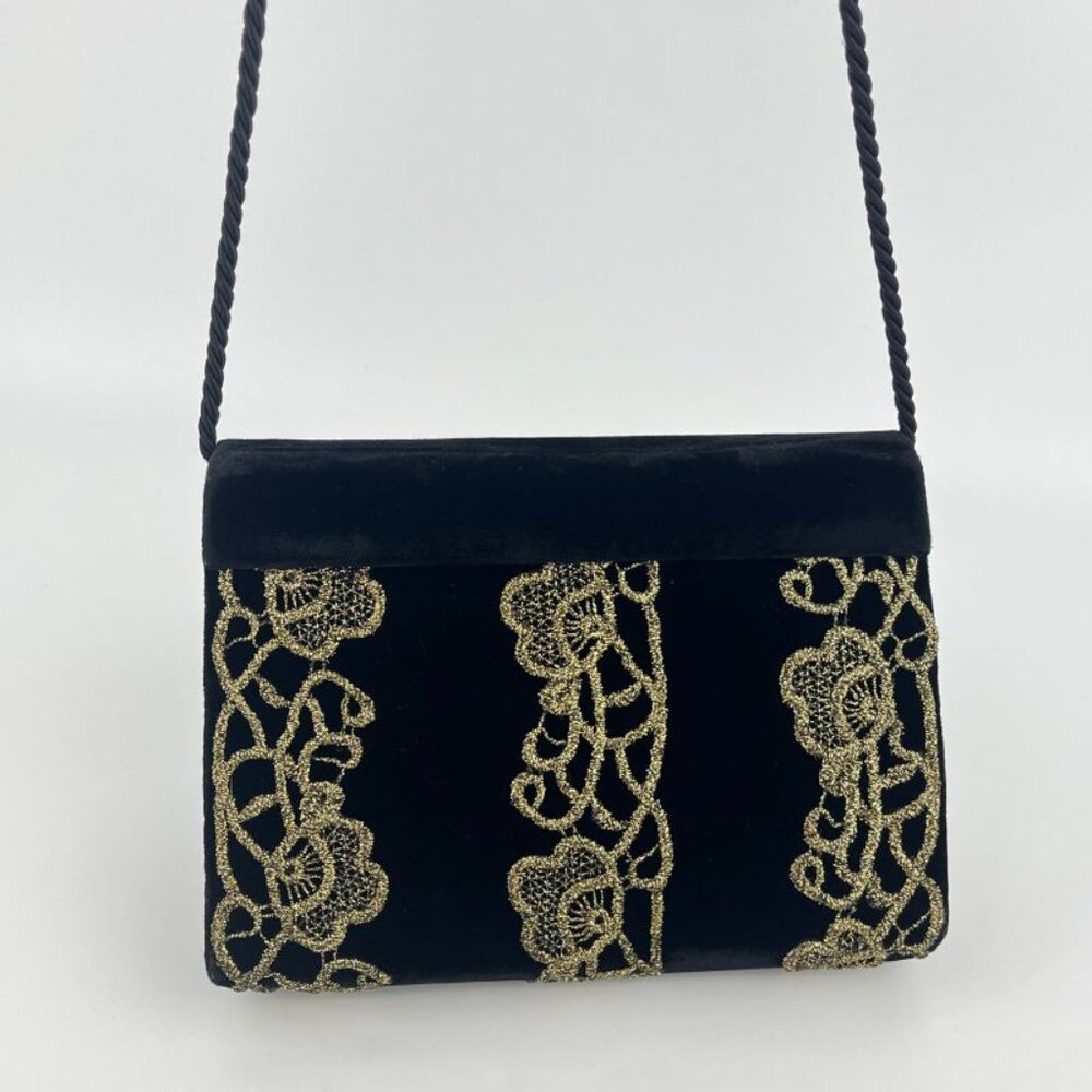 ★SOLD★ Fendi Shoulder Bag Pochette Black Velour Vintage - Picture 4 of 16